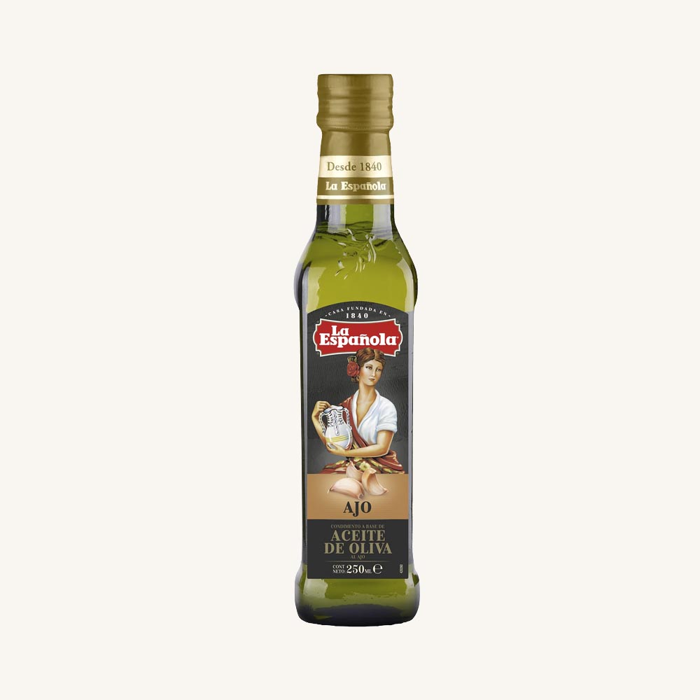 La Española Vitlökssmaksatt extra virgin olivolja (al ajo), från Andalusien, flaska 250 ml